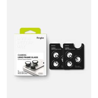 8. Szkło hartowane na aparat Ringke Camera Frame Protector 2-Pack na iPhone 18 Pro / Pro Max - czarna