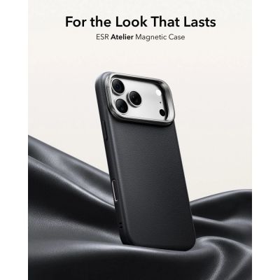 2. Etui ESR Leather Kickstand MagSafe na iPhone 18 Pro / 17 Pro - czarne
