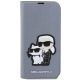 3. Etui Karl Lagerfeld Saffiano Karl&Choupette na iPhone 14 Pro - srebrne