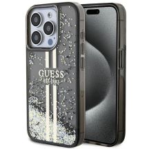 Etui Guess Liquid Glitter Gold Stripes na iPhone 15 Pro - czarne