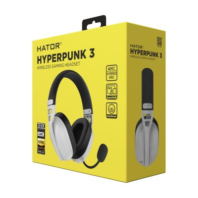 10. Słuchawki dla graczy Hyperpunk 3 Wireless bezprzewodowe białe