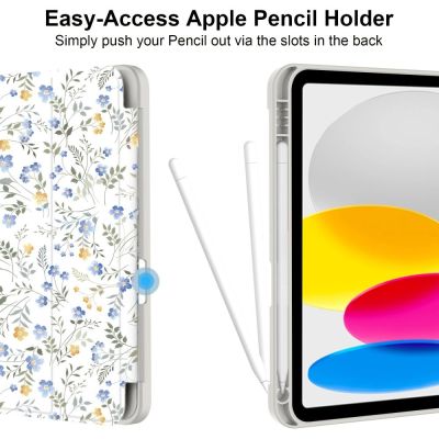 4. Etui Tech-Protect SC Pen na iPad 10.9" 2022 (10 gen.) / 11" 2025 (11 gen.) - stokrotki z liśćmi