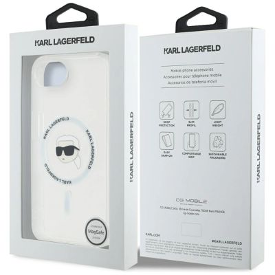 8. Etui Karl Lagerfeld IML Metal Karl Head MagSafe na iPhone 16e biały