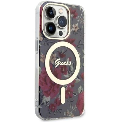 4. Etui Guess Flower MagSafe na iPhone 14 Pro - zielone