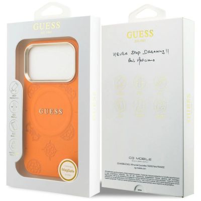 8. Etui Guess Peony Hot Stamp MagSafe na iPhone 17 Pro - pomarańczowe