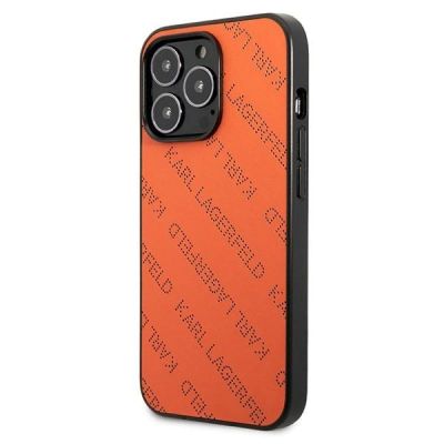 2. Etui Karl Lagerfeld Perforated Allover na iPhone 13 Pro / 13 6,1" - pomarańczowe