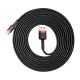 8. Baseus Cafule Cable wytrzymały nylonowy kabel przewód USB / USB-C QC3.0 2A 3M czarno-czerwony (CATKLF-U91)