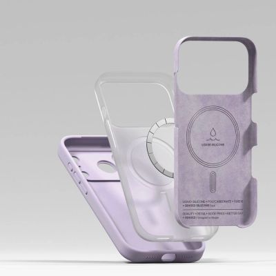 6. Etui Ringke Silicone Magnetic MagSafe na iPhone 17 Pro - fioletowe