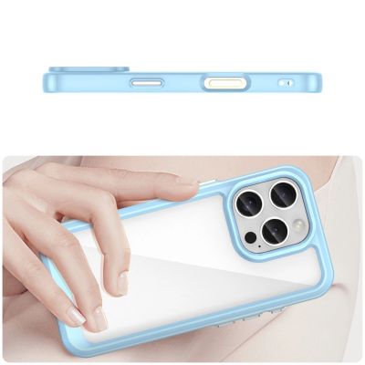 4. Etui Outer Space Case na iPhone 16e / 17e pokrowiec z elastyczną ramką - niebieskie