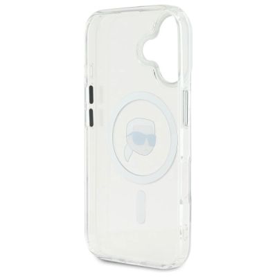 7. Etui Karl Lagerfeld IML Metal Karl Head MagSafe na iPhone 16 Plus - białe