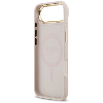 7. Etui Guess Grained Strass Logo MagSafe na iPhone Air - różowe