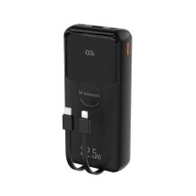 Powerbank Wozinsky 20000mAh 22,5W PD20W z wbudowanymi kablami Lightning i USB-C - czarny