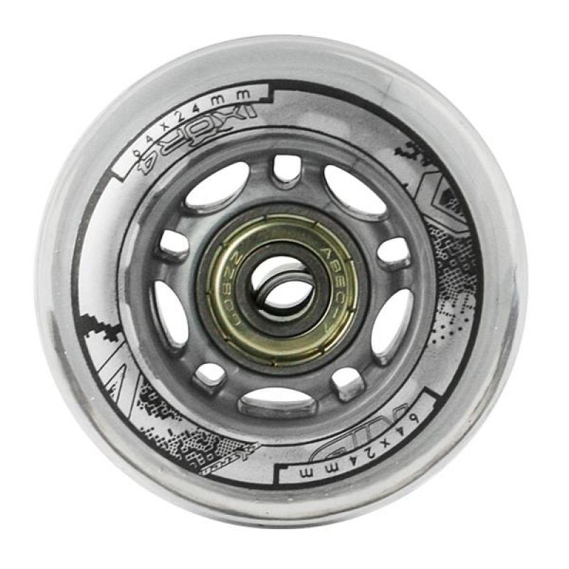 4. PU 64x24 82A PRZEZROCZYSTE (4 szt.) + ABEC-7 (8 szt.) ZESTAW NILS EXTREME