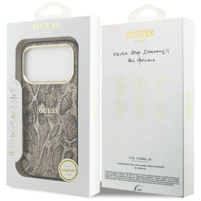 8. Etui Guess Python Pattern MagSafe na iPhone 17 Pro / 18 Pro - brązowe