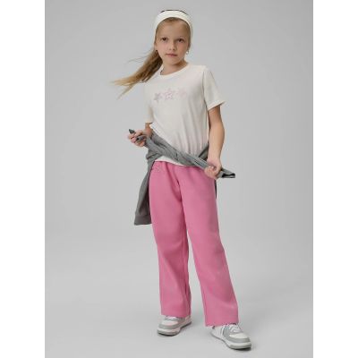 7. T-shirt regular z nadrukiem dziewczęcy 4F 4FJRSS26TTSHF3455-11S