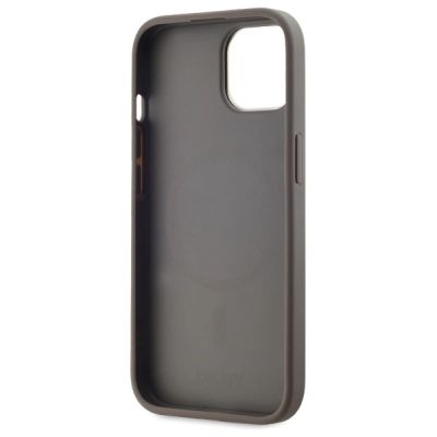 7. Etui DKNY Leather Checkered Mono Pattern MagSafe na iPhone 15 Plus - beżowe
