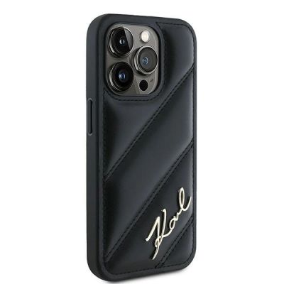 4. Etui Karl Lagerfeld Diagonal Quilted Script na iPhone 15 Pro Max - czarne