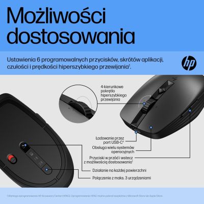 20. Mysz HP 710 Rechargeable Silent Mouse Black bezprzewodowa z akumulatorem czarna 6E6F2AA
