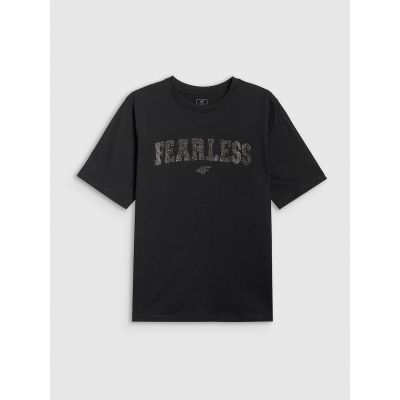 8. T-shirt loose z nadrukiem dziewczęcy 4F 4FJRSS26TTSHF3453-20S