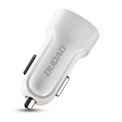 2. Dudao zestaw samochodowa ładowarka 2x USB 2.4A + kabel przewód USB 3w1 Lightning / Typ C / micro USB biały (R7 white)