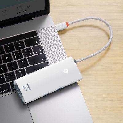9. Baseus Lite Series wielofunkcyjny HUB USB Typ C - 2 x USB 3.0 / USB Typ C PD / HDMI 1,4 / SD/TF biały (WKQX050102)