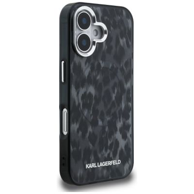 4. Etui Karl Lagerfeld IML Leopard Pattern MagSafe na iPhone 16 - czarne