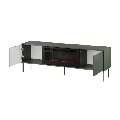 2. Szafka RTV EF + kominek czarny TRESSE 180x40x54,5 zieleń mat