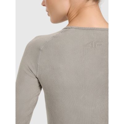 7. Longsleeve slim do jogi i pilatesu szybkoschnący damski 4F 4FWAW25TFLOF429-41A