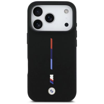 3. Etui BMW M Silicon Tricolor Line MagSafe na iPhone 17 Pro - czarne