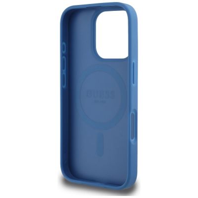 7. Etui Guess 4G Circle Classic Logo MagSafe na iPhone 16 Pro - niebieskie