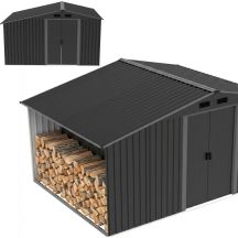 DOMEK OGRODOWY NARZĘDZIOWY METALOWY Z DREWUTNIĄ 308X245X202CM