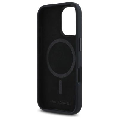 7. Etui Karl Lagerfeld Silicone Shadow Metal Initial MagSafe na iPhone 16 - czarne
