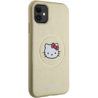 4. Etui Hello Kitty Leather Kitty Head MagSafe na iPhone 11 / Xr - złote