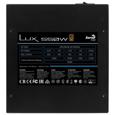 4. ZASILACZ AEROCOOL PGS LUX 550W 80+ Bronze