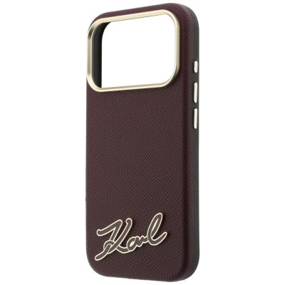 6. Etui Karl Lagerfeld Grained with Resin Signature Logo MagSafe na iPhone 18 Pro / 17 Pro - burgundowe