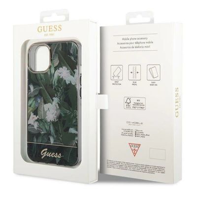8. Etui Guess Jungle Collection na iPhone 14 - zielone
