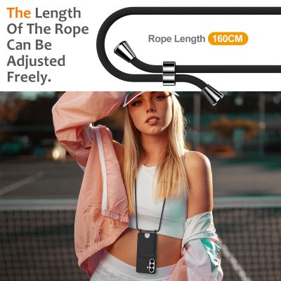 3. Etui na Samsung Galaxy S26 z TPU z uchwytem na kartę i smyczą crossbody - czarne