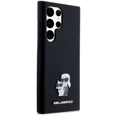 4. Etui Karl Lagerfeld Silicone Karl&Choupette Metal Pin na Samsung Galaxy S24 Ultra - czarne