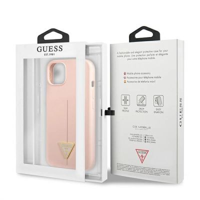 8. Etui Guess Silicone Triangle na iPhone 13 mini - różowe