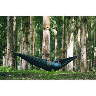 2. Ticket To The Moon TRAVEL HAMMOCK - Original Hamak wiszący 2 os. Nylon Ciemny Zielony, Jasny Szary