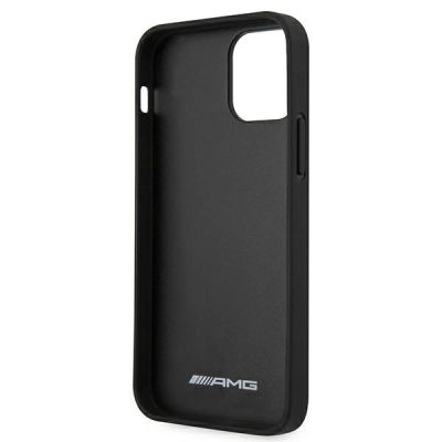 7. Etui AMG Leather Debossed Lines na iPhone 12 mini - czarne