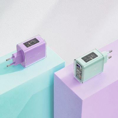 3. Acefast ładowarka GaN 65W 3 porty (1xUSB, 2xUSB C) różowa (A45)