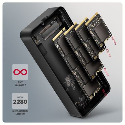 2. Axagon EEM2-40G obudowa do dysków twardych Obudowa SSD Czarny M.2