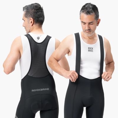 5. Spodnie rowerowe z szelkami Rockbros 200021 długie z wkładką Rozmiar XXXXL - czarne