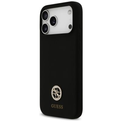 2. Etui Guess Silicone Logo Strass 4G MagSafe na iPhone 17 Pro Max - czarne
