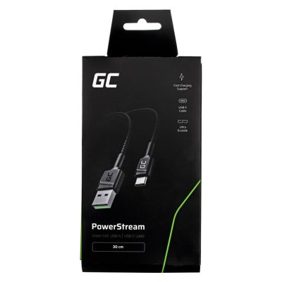 3. GREEN CELL KABEL KABGC25 GC POWERSTREAM USB-A - USB-C 30CM, SZYBKIE ŁADOWANIE ULTRA CHARGE, QC 3.0