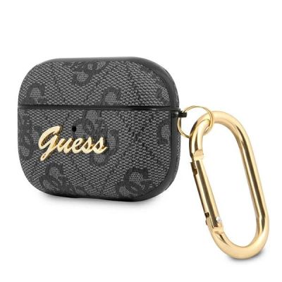 3. Etui Guess 4G Script Metal Collection na AirPods Pro Cover - szare