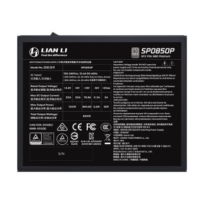 7. Lian Li SP0850P moduł zasilaczy 850 W 24-pin ATX SFX Czarny