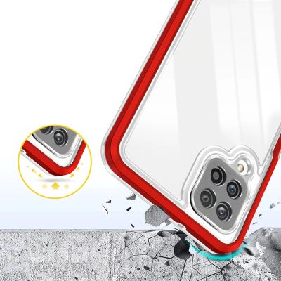 6. Clear 3in1 etui do Samsung Galaxy A22 4G żelowy pokrowiec z ramką czerwony