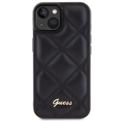 3. Etui Guess Quilted Metal Logo na iPhone 15 - czarne
